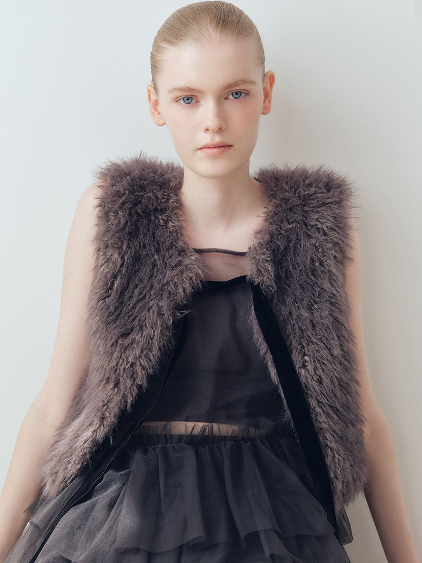 LILY BROWN Lingerie「【LILY BROWN Lingerie】カップ付フリルチュールキャミ」|キャミソール|