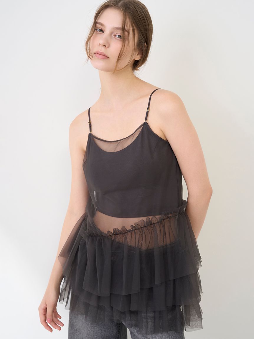 LILY BROWN Lingerie「【LILY BROWN Lingerie】カップ付フリルチュールキャミ」|キャミソール|CGRY