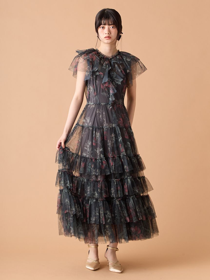LILY BROWN「ボタニカルチュールティアードドレス」|ドレス|