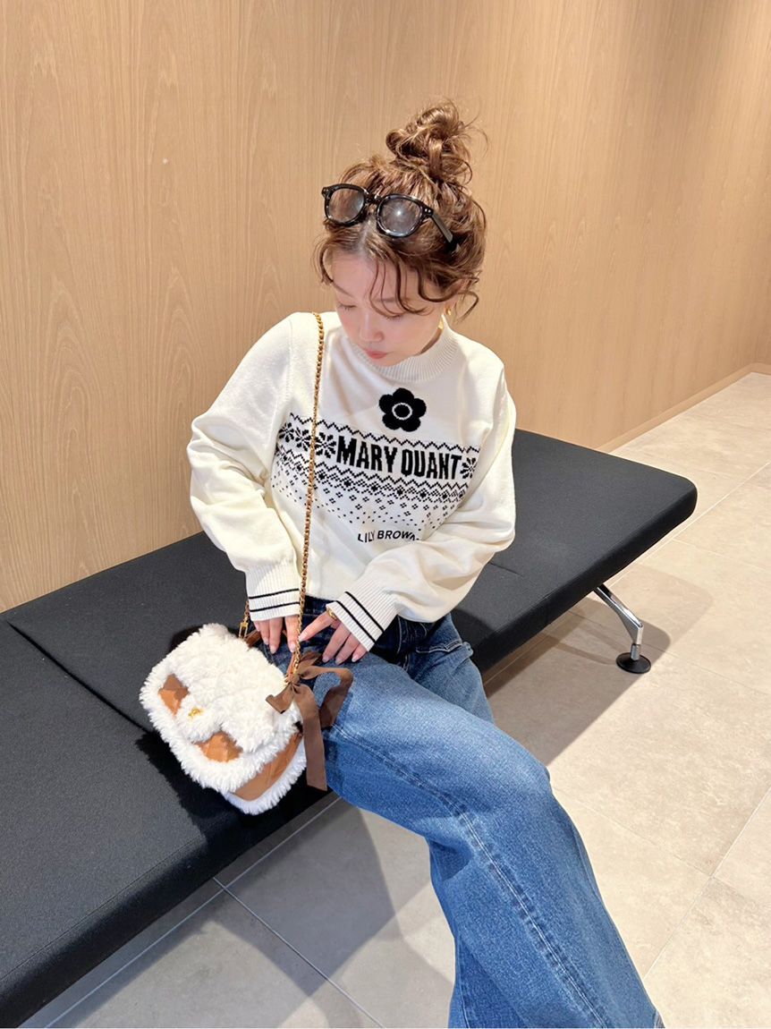 LILY BROWN「【LILY BROWN&times;MARY QUANT】ジャガードロゴニットトップス(Hearts2Hearts着用)」|ニット・セーター|