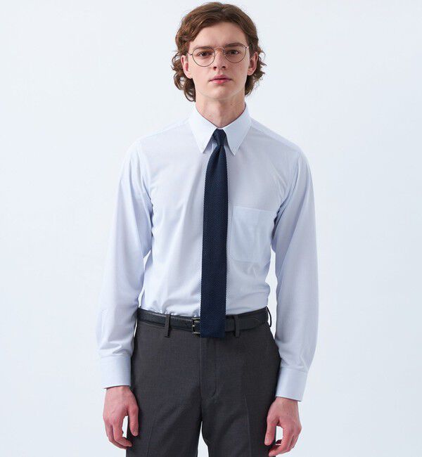 MACKINTOSH PHILOSOPHY「【WEB&一部店舗限定】トロッター ボタンダウンシャツ トリコットバリエーション」|シャツ・ブラウス|サックスストライプ