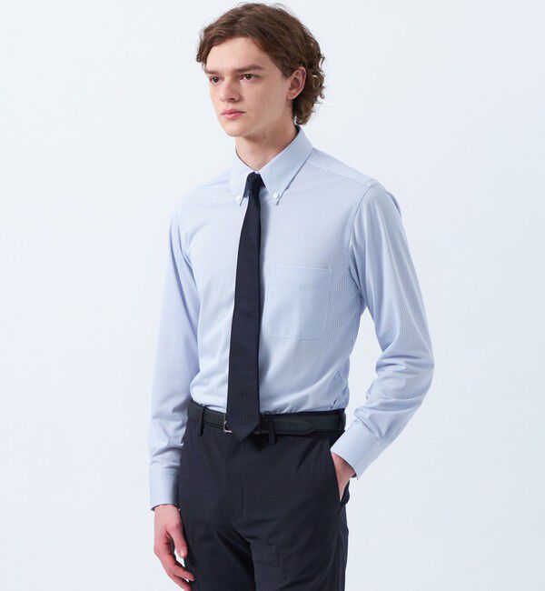 MACKINTOSH PHILOSOPHY「【WEB&一部店舗限定】トロッター ボタンダウンシャツ トリコットバリエーション」|シャツ・ブラウス|ブルーストライプ