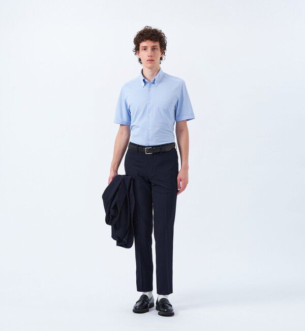 MACKINTOSH PHILOSOPHY「トロッター トリコットジャージー半袖ボタンダウンシャツ  無地/ストライプ」|シャツ・ブラウス|