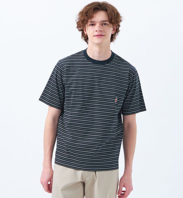 MACKINTOSH PHILOSOPHY「バッキンガムベア ランダムボーダー ワンポイントTシャツ」|Tシャツ・カットソー|ブルー