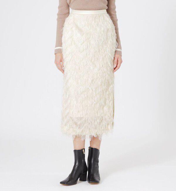  「インディアンカットジャカードタイトスカート」|スカート|ホワイト