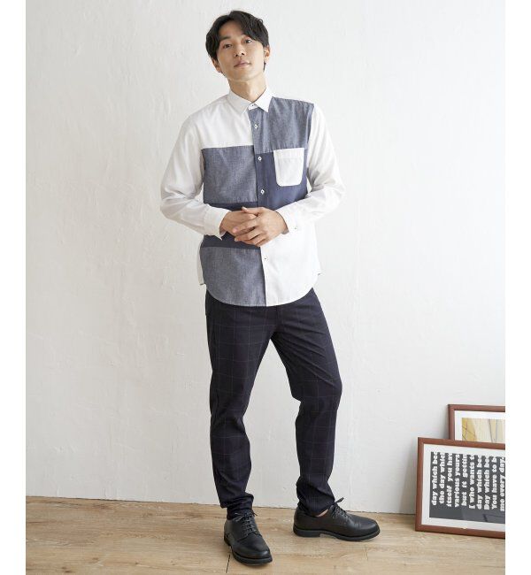 ikka「オックスブロックス切り替えシャツ」|シャツ・ブラウス|