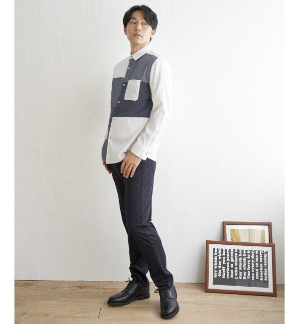 ikka「オックスブロックス切り替えシャツ」|シャツ・ブラウス|