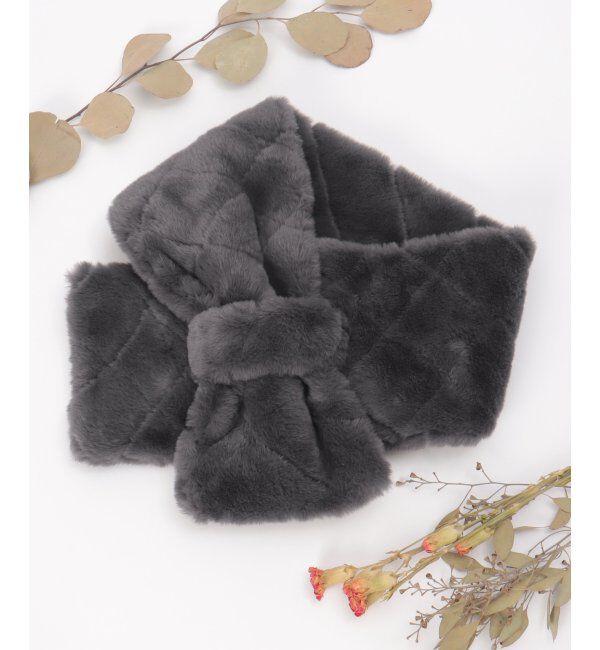 ikka「エコファーキルト差し込みマフラー」|マフラー|ダークグレイ