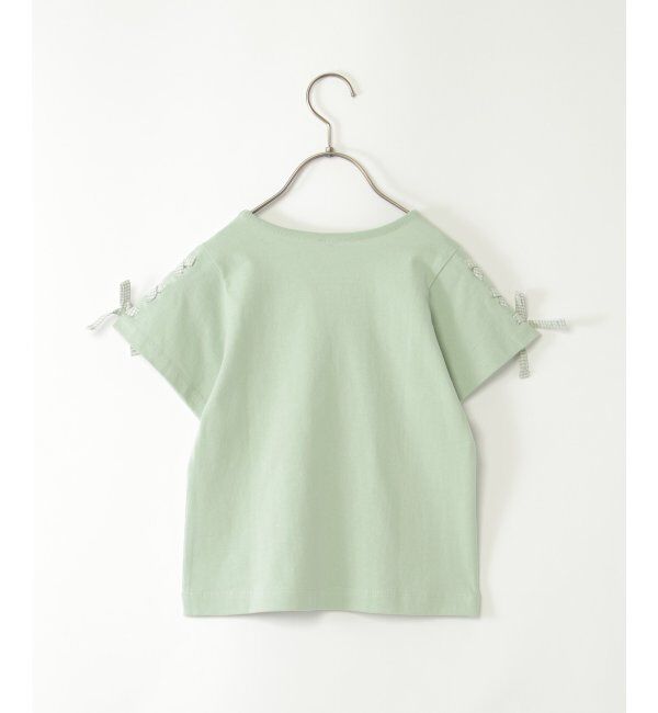 ikka kids「袖ギンガムレースアップTシャツ（120~160cm）」|Tシャツ・カットソー|