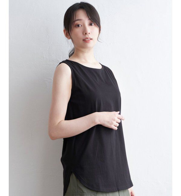ikka「【雑誌InRed5月号掲載】コットンUSA裾ラウンドノースリプルオーバー」|タンクトップ|