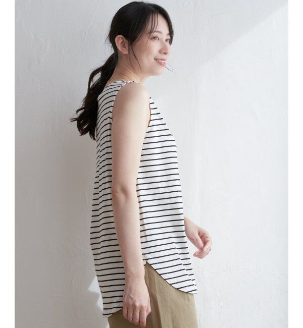 ikka「【雑誌InRed5月号掲載】コットンUSA裾ラウンドノースリプルオーバー」|タンクトップ|