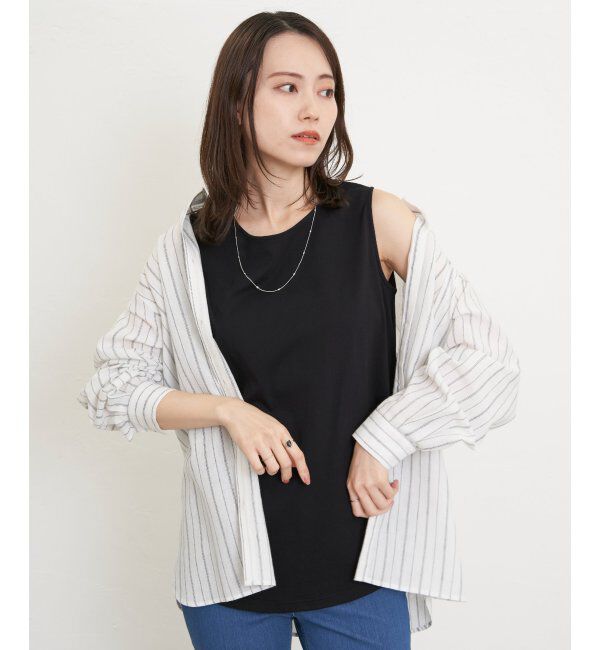 ikka「【雑誌InRed5月号掲載】コットンUSA裾ラウンドノースリプルオーバー」|タンクトップ|