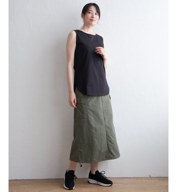 ikka「【雑誌InRed5月号掲載】コットンUSA裾ラウンドノースリプルオーバー」|タンクトップ|