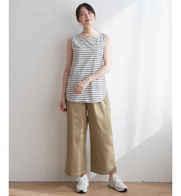 ikka「【雑誌InRed5月号掲載】コットンUSA裾ラウンドノースリプルオーバー」|タンクトップ|