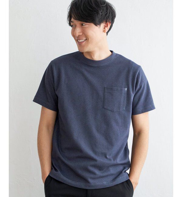 ikka「ライトダンボールダブルフェイスTシャツ」|Tシャツ・カットソー|ネイビー