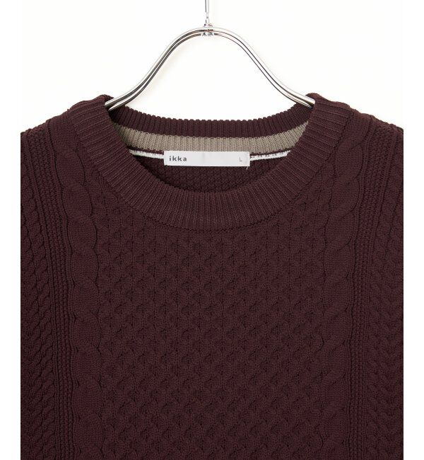 ikka「GOKUラクニットアランケーブル」|プルオーバー|