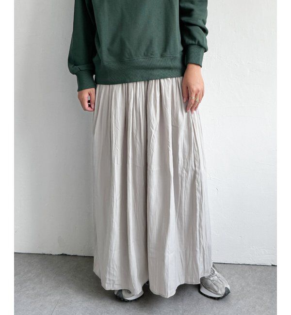 Lbc with Life「サテンギャザースカート」|スカート|ベージュ