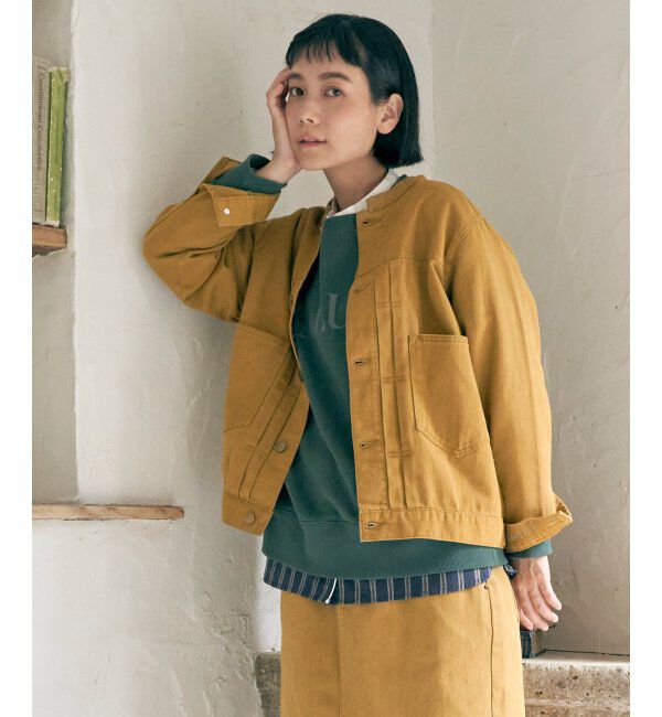 Lbc with Life「ＬＢＣデニムノーカラージャケット」|ブルゾン・スタジャン|