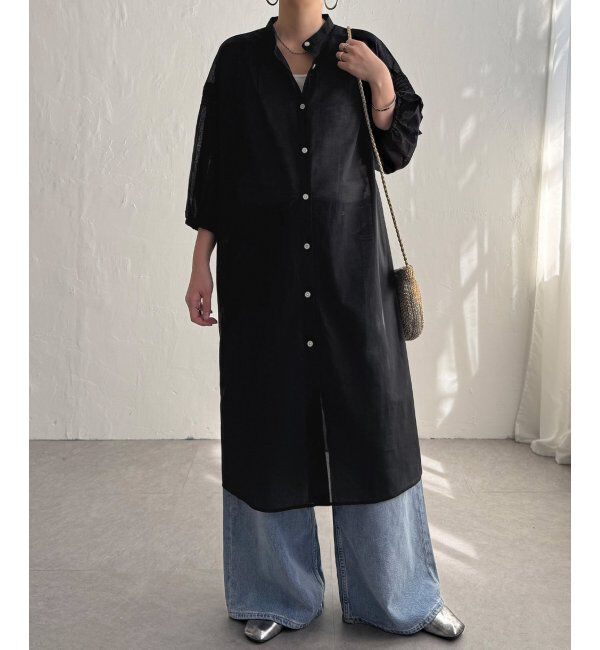 Lbc with Life「リネンブレンドシャーリングワンピ」|ワンピース|