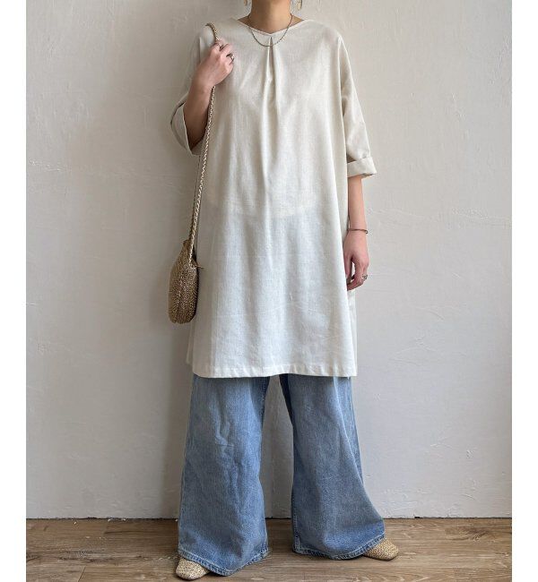 Lbc with Life「リネン混サックワンピース」|ワンピース|