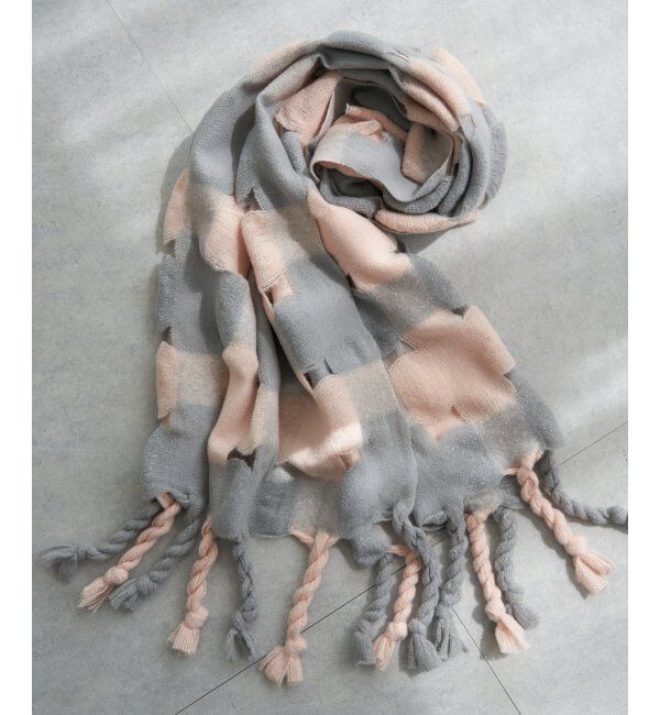 VENCE share style「メッシュチェックマフラー」|バンダナ・スカーフ|グレー