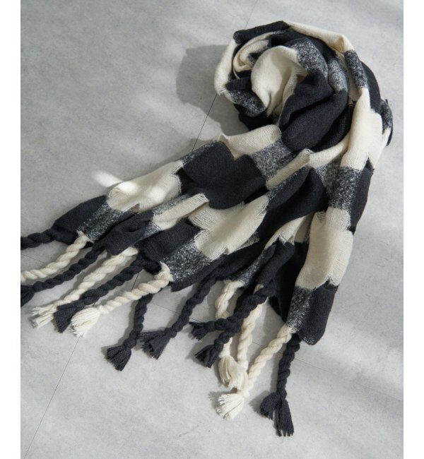 VENCE share style「メッシュチェックマフラー」|バンダナ・スカーフ|ブラック