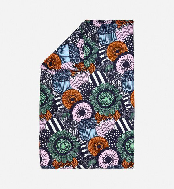 Marimekko「Siirtolapuutarha デュベカバー 150&times;210cm」|その他|ｵﾌﾎﾜｲﾄ&times;ﾀﾞｰｸﾌﾞﾙｰ