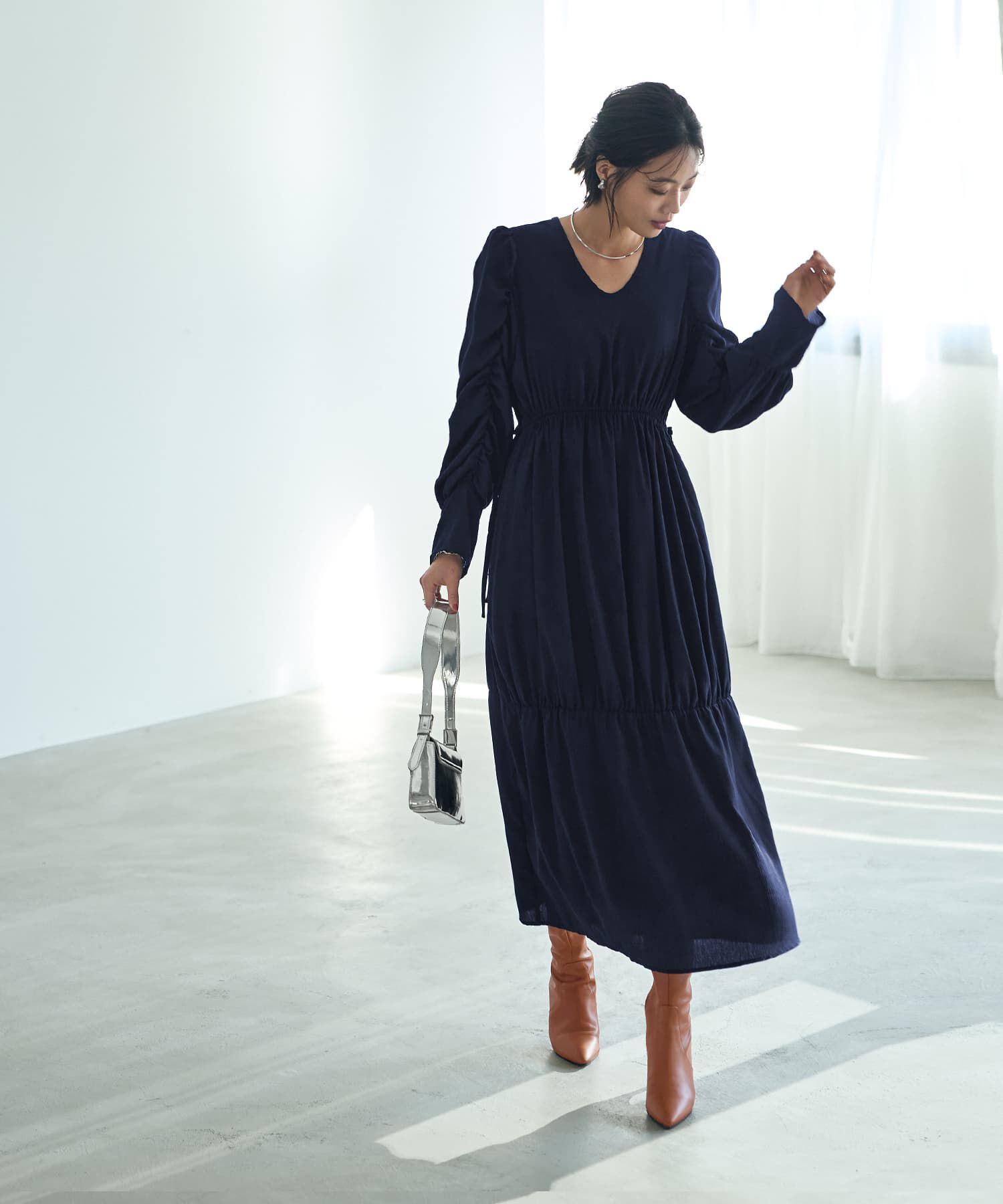 STYLE DELI「【LUXE】楊柳ギャザーワンピース」|ワンピース|