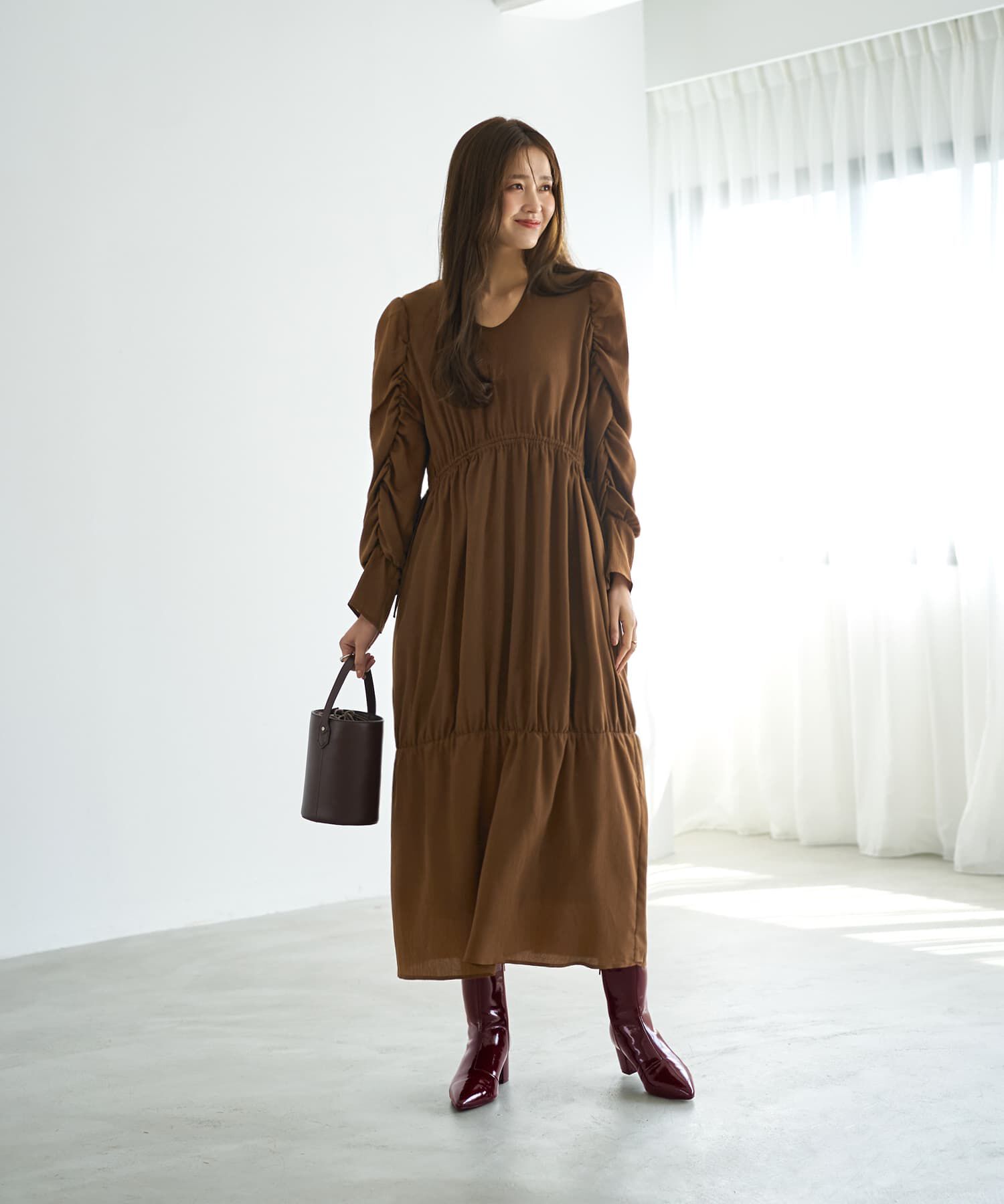 STYLE DELI「【LUXE】楊柳ギャザーワンピース」|ワンピース|