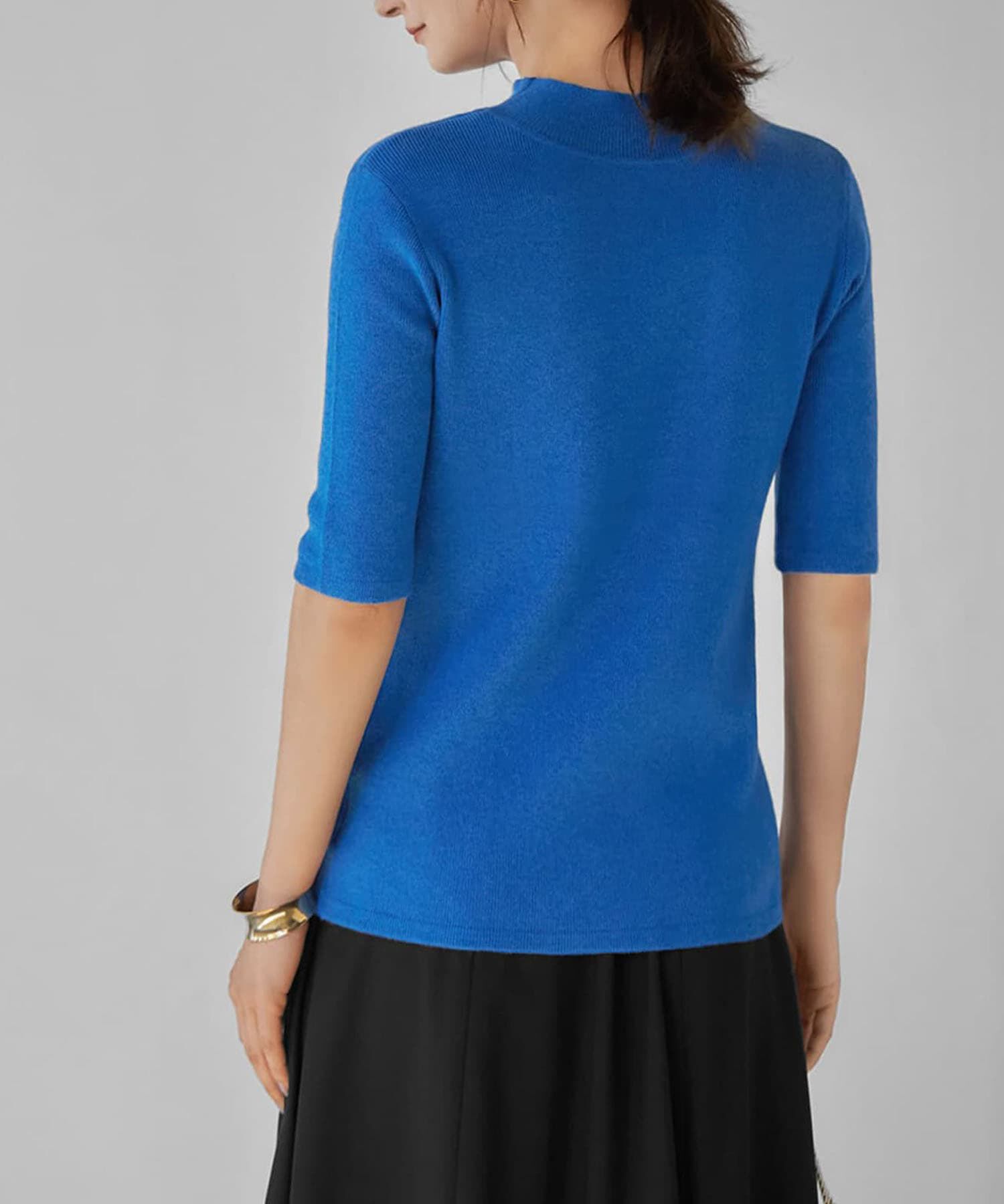 STYLE DELI「ソフトタッチ◆５分袖ハイネックトップス」|ニット・セーター|