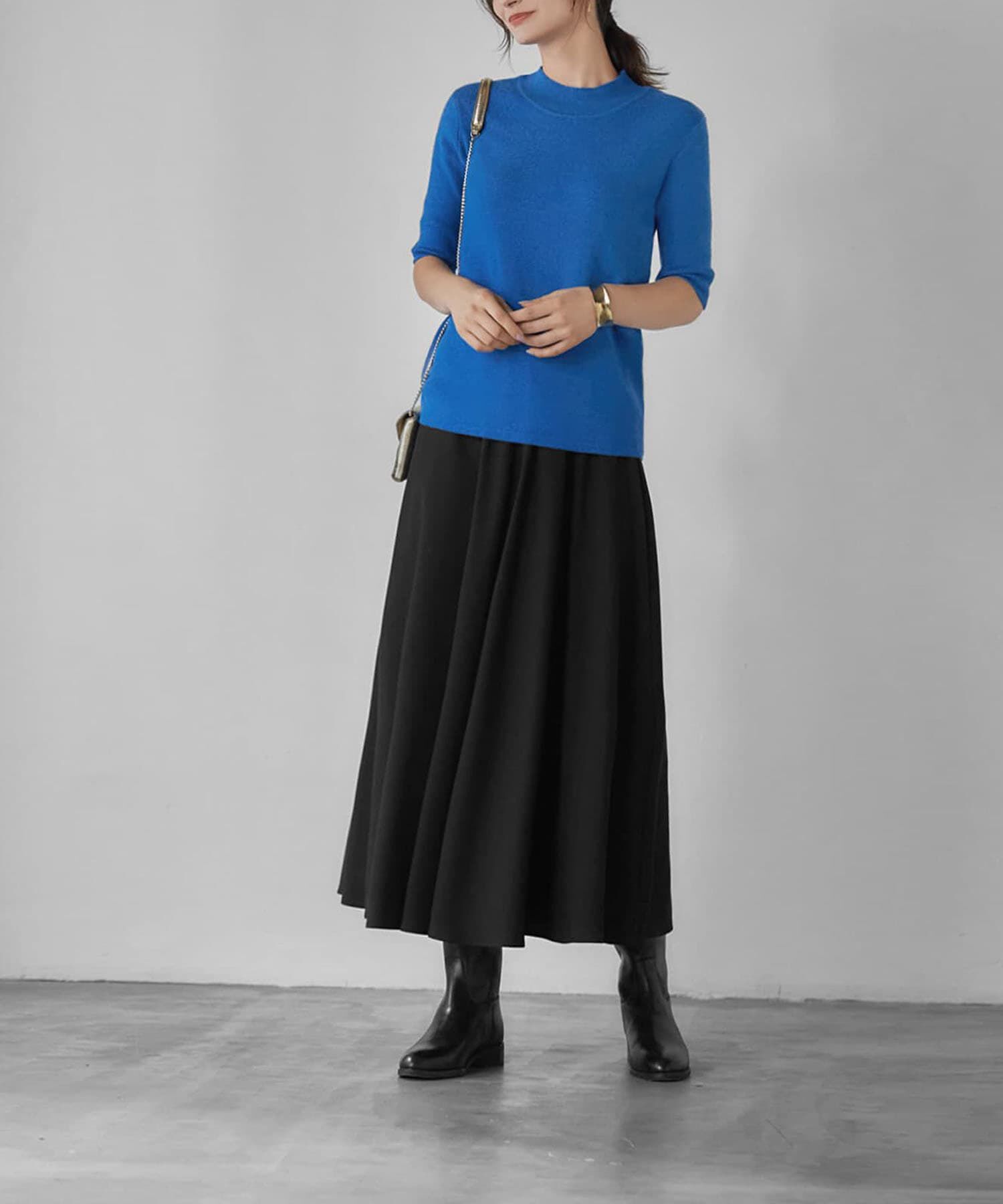 STYLE DELI「ソフトタッチ◆５分袖ハイネックトップス」|ニット・セーター|