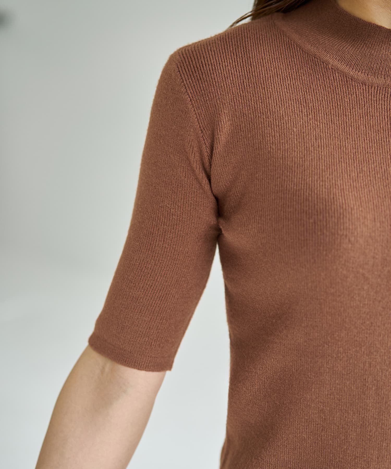 STYLE DELI「ソフトタッチ◆５分袖ハイネックトップス」|ニット・セーター|