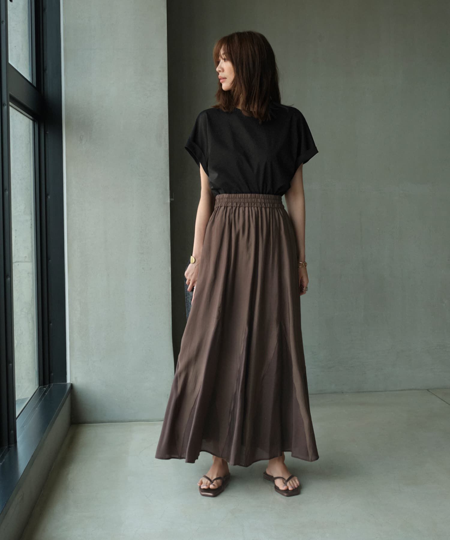 STYLE DELI「【LUXE】トライアングル配色切替スカート」|フレア|