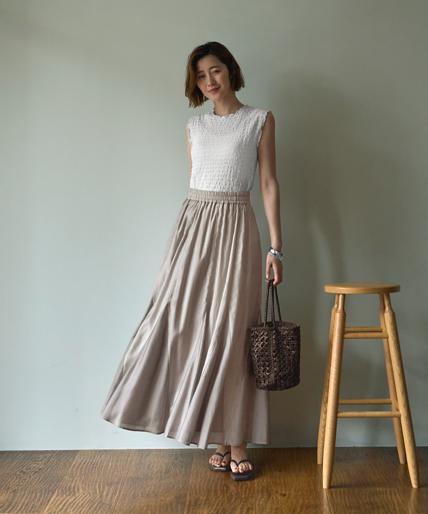 STYLE DELI「【LUXE】トライアングル配色切替スカート」|フレア|