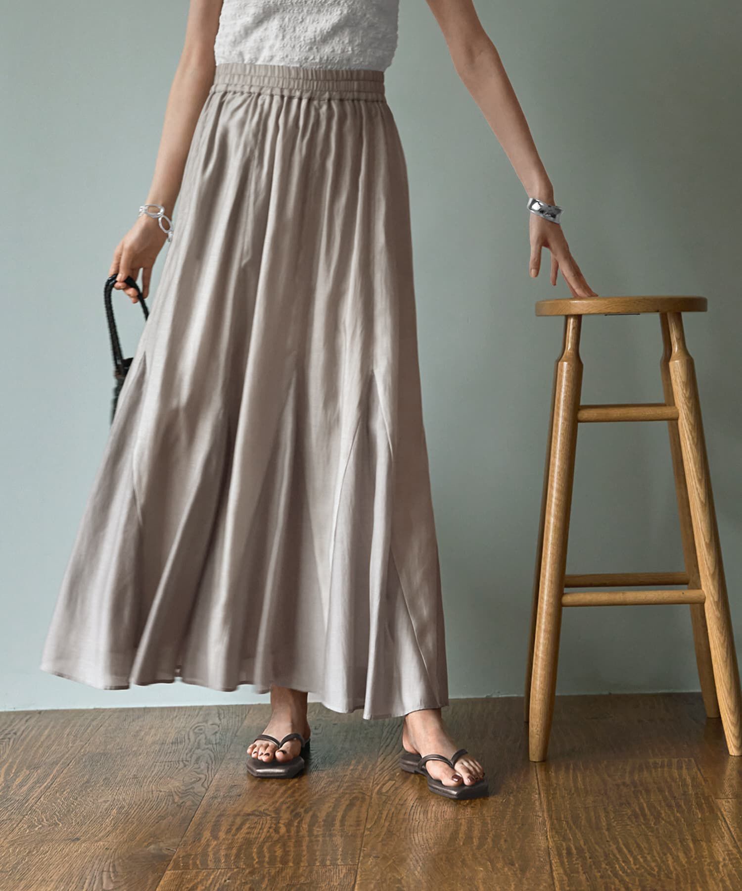 STYLE DELI「【LUXE】トライアングル配色切替スカート」|フレア|