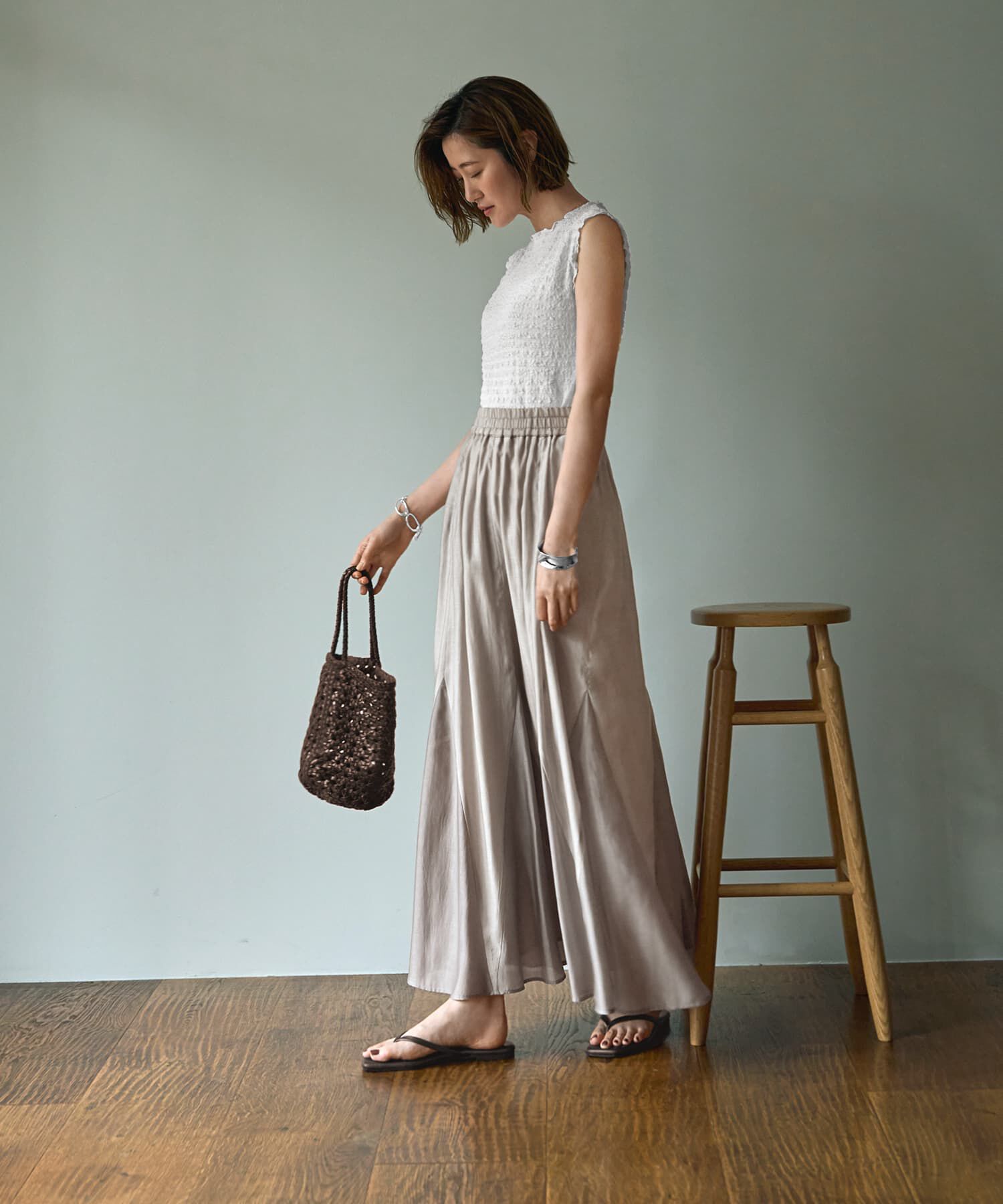 STYLE DELI「【LUXE】トライアングル配色切替スカート」|フレア|