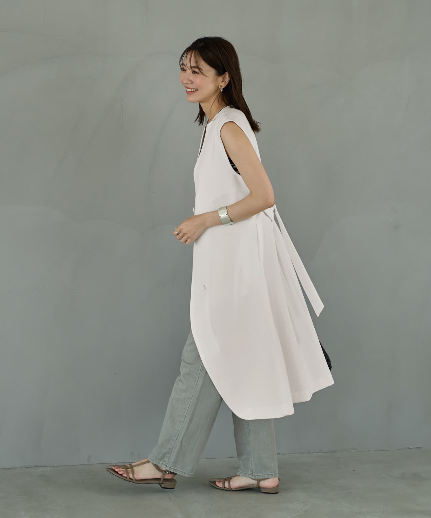 STYLE DELI「【LUXE】フロントカーブロングジレ」|ベスト・ジレ|