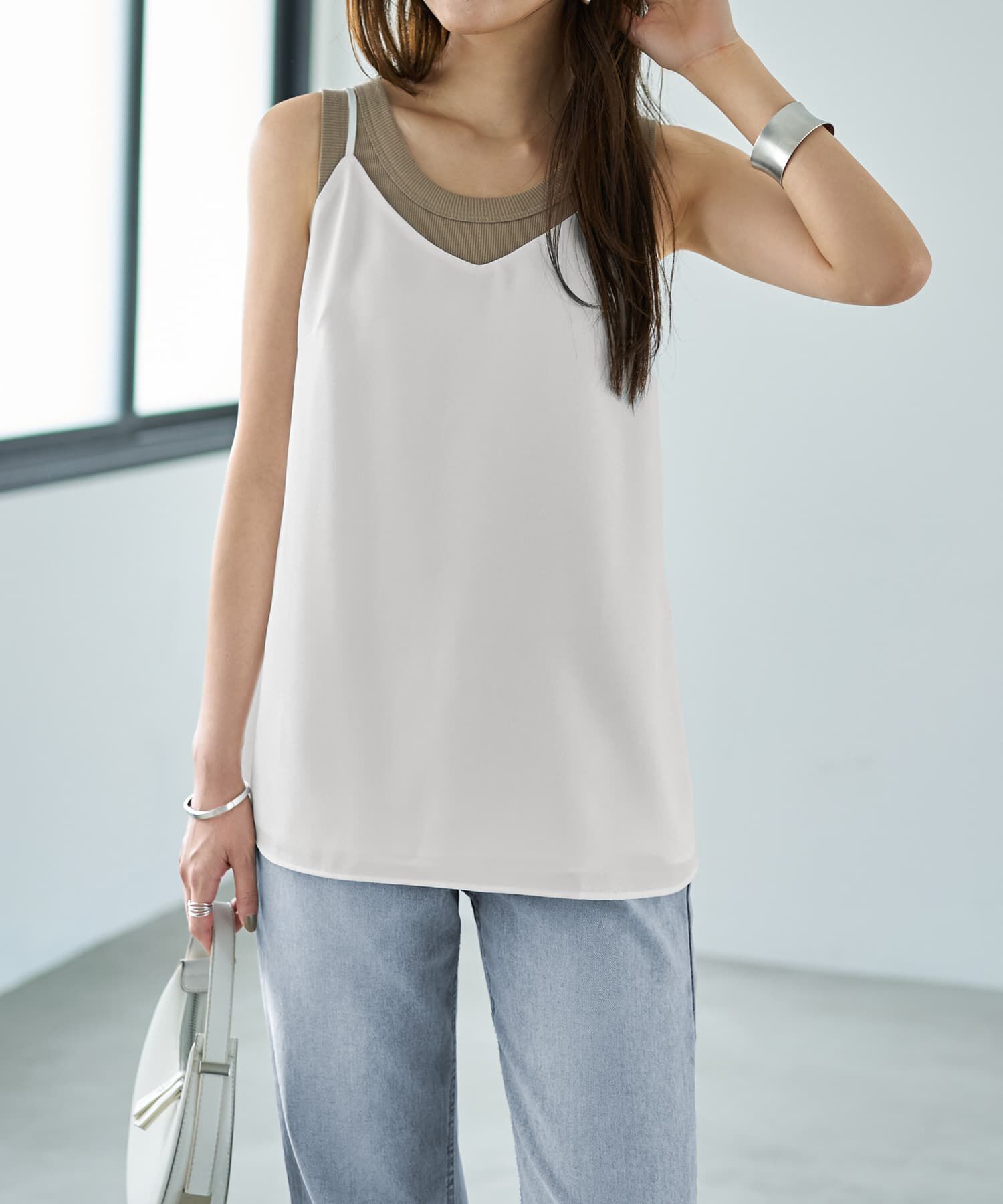 STYLE DELI「肩紐ちょこっとキャミ型ブラウス」|キャミソール|ホワイト