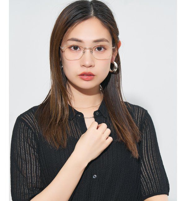  「ウェリントン型 メガネ | チタン 軽量 メタルフレーム レディース 大人可愛い レンズ交換券付」|メガネ|