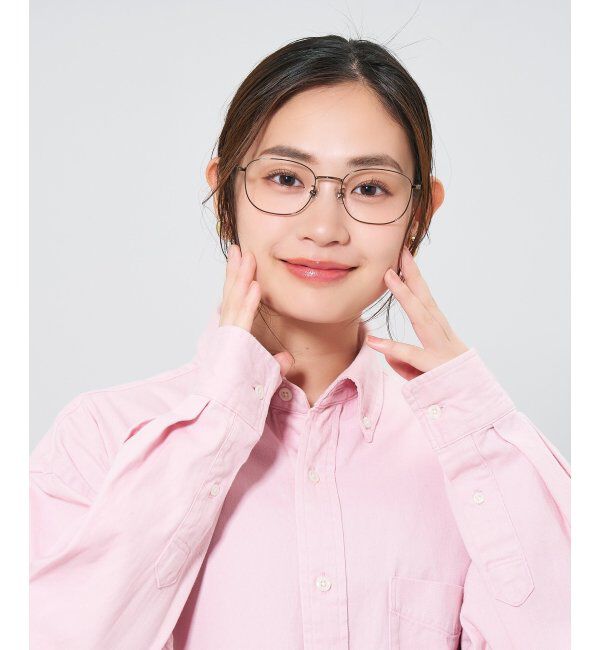  「ウェリントン型 メガネ | チタン 軽量 メタルフレーム レディース 大人可愛い レンズ交換券付」|メガネ|薄ブラウン