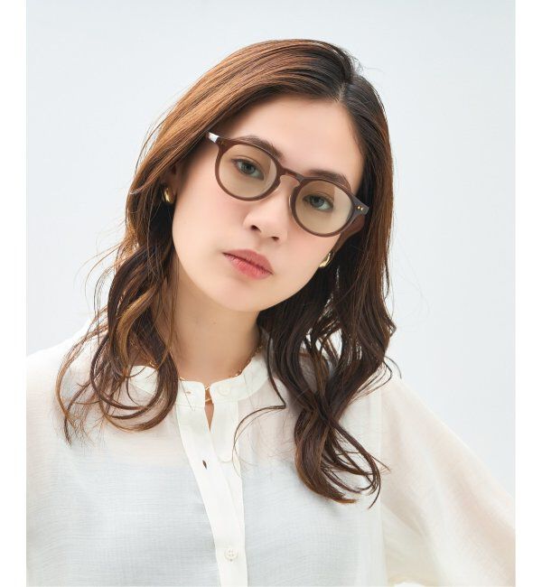  「Zoff｜Kirimaru ボストン型 サングラス   ユニセックス｜UVカット｜紫外線対策｜うねうね 波型 小顔効果」|サングラス|オリーブ