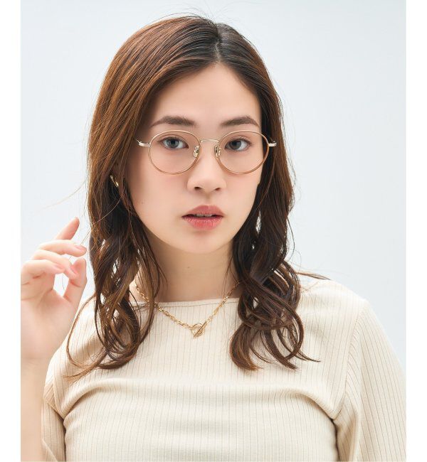  「Zoff｜Kirimaru ボストン型 メガネ   メタルフレーム 伊達メガネ｜うねうね 波型 小顔効果 レンズ交換券付」|メガネ|