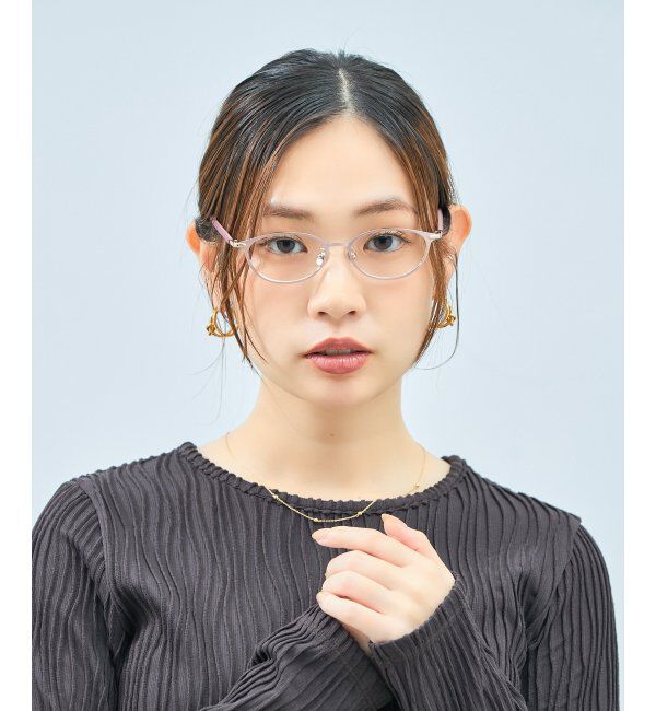  「オーバル型 メガネ | レザー調 ラバーテンプル ズレ落ち防止 眼鏡 伊達・度付き眼鏡  レンズ交換券付」|メガネ|