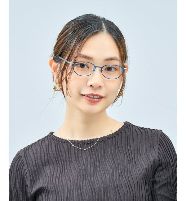  「オーバル型 メガネ | レザー調 ラバーテンプル ズレ落ち防止 眼鏡 伊達・度付き眼鏡  レンズ交換券付」|メガネ|ネイビー3