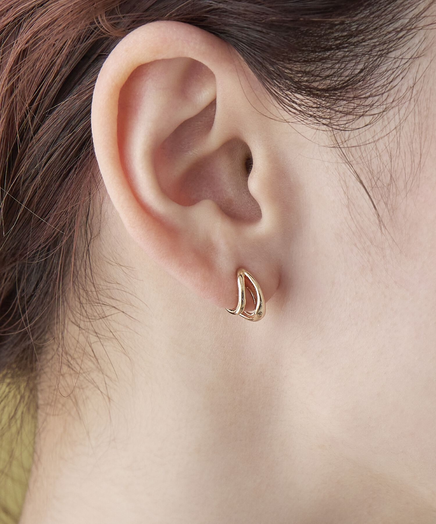 Phoebe「【金属アレルギー対応】【痛くないシリーズ】ダブルフープライトフィットイヤリング ローズゴールド」|イヤリング|