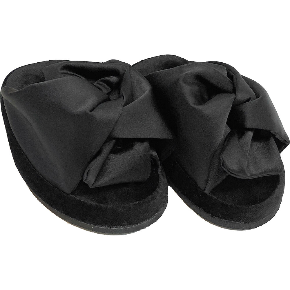 BACKYARD FAMILY「レディース スリッパ 通販 つま先立ち つま先 あたたかい サテンリボン トレーニング ファシノン」|ルームシューズ|ブラック1