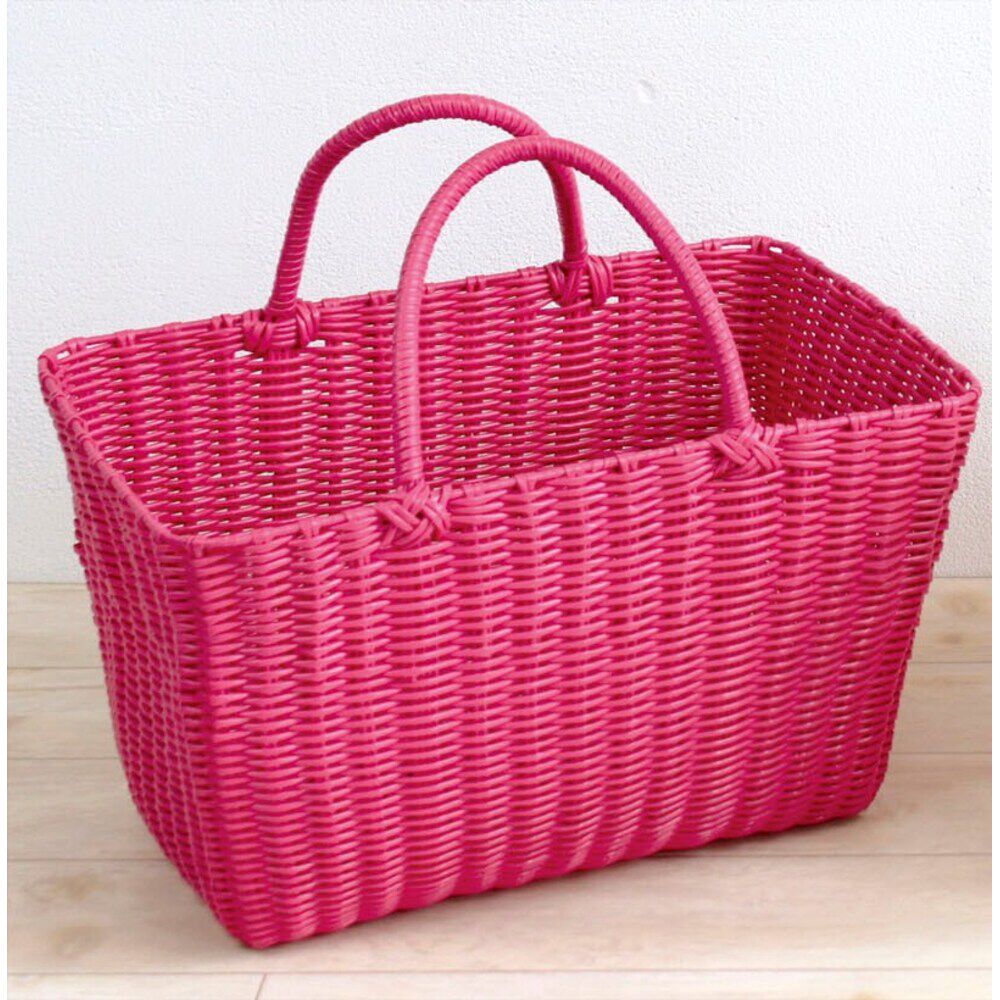 BACKYARD FAMILY「村田屋産 バスケット トート 通販 ランドリーバスケット ランドリー かごバッグ かごバック」|かごバッグ|ピンク1