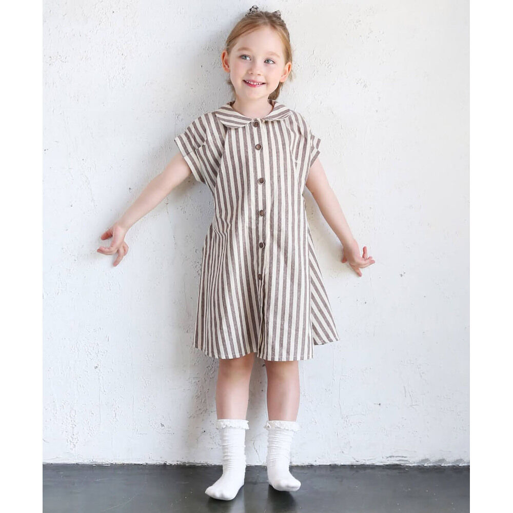 BACKYARD FAMILY「半袖 ワンピース キッズ 通販 シャツワンピース 72022401 前開きワンピース」|その他|ブラウン1