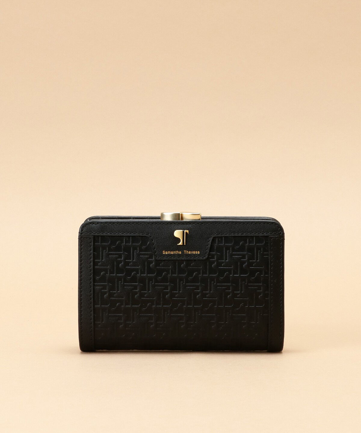 Samantha Thavasa「Pomme d'espoir ポムディスポワール 型押し口金折財布」|財布|ブラック