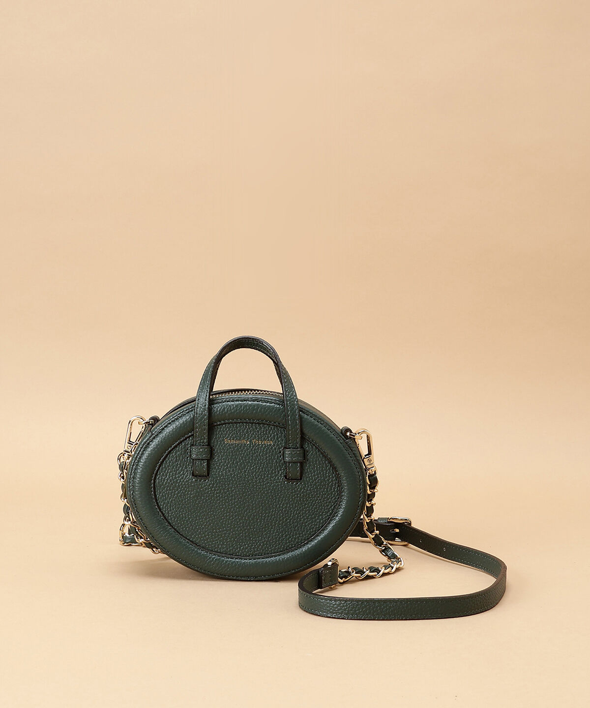 Samantha Thavasa「シンプルサークル型 レザーミニショルダーバッグ」|ショルダー・メッセンジャー|ﾀﾞｰｸｸﾞﾘｰﾝ